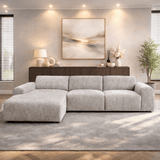 Hoekbank met lounge beige chenille stof Shane - links