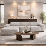 Hoekbank met lounge beige chenille stof Shane - links