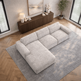Hoekbank met lounge beige chenille stof Shane - links