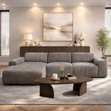 Hoekbank met lounge taupe chenille stof Shane - links