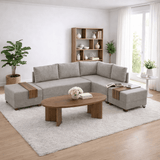 Slaapbank champagne stof - XXL 280 x 210 - Rechts - Fly