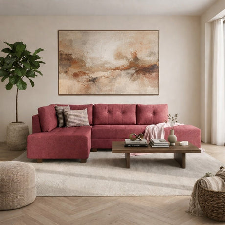 Hoekbank met slaapfunctie Links Manama Claret Rood