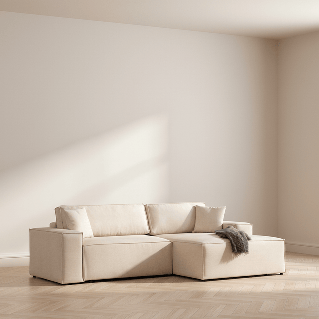 Hoekbank met slaapfunctie Rechts Pirlo Ecru