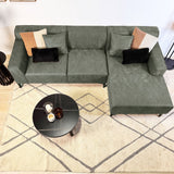 Hoekbank met compacte lounge groen microvezel Davidson - rechts