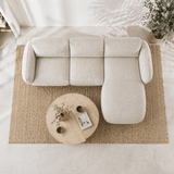 Hoekbank ronde longue beige velvet structuurstof Dwayne - rechts