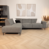 Hoekbank taupe chenille gemêleerd Ravi  – links