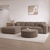 Hoekbank taupe chenille stof - 292x169 cm - Shane - links