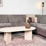 Hoekbank met chaise longue taupe chenille stof Manon - rechts