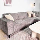 Hoekbank met chaise longue taupe chenille stof Manon - rechts