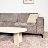Hoekbank met chaise longue taupe chenille stof Manon - links