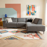 Hoekbank taupe chenille gemêleerd Ravi – rechts