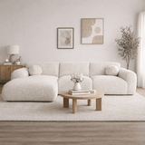 Hoekbank  beige bouclé stof - 292x169 cm - Shane - links