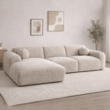 Hoekbank  beige chenille stof - 292x169 cm - Shane - links