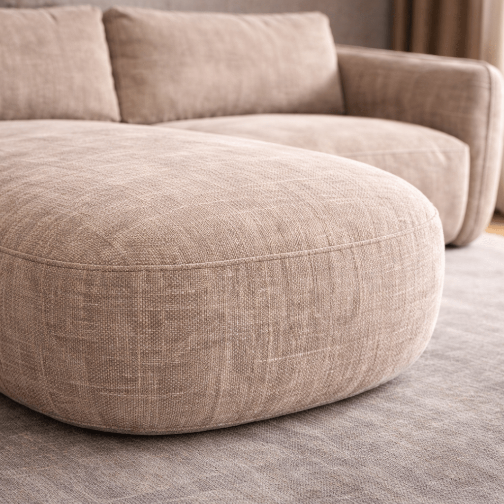 Hoekbank chaise longue beige structuurstof Dwayne - links