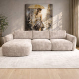 Hoekbank chaise longue beige structuurstof Dwayne - links