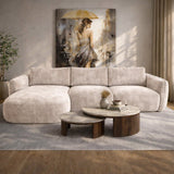 Hoekbank chaise longue beige structuurstof Dwayne - links