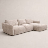 Hoekbank chaise longue beige structuurstof Dwayne - rechts