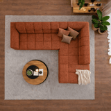 Hoekbank met lounge koper bouclé stof Nova - rechts