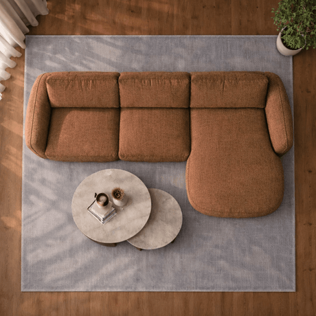 Hoekbank ronde longue koper Chenille Dwayne - rechts