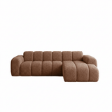 Hoekbank met lounge koper bouclé stof - strepen - rechts - Brix