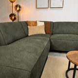 Industriële hoekbank olijfgroen eco-leer Brisbane - links