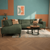 Industriële hoekbank olijfgroen eco-leer Brisbane - links