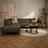 Industriële hoekbank olijfgroen eco-leer Brisbane - links