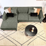 Hoekbank met compacte lounge groen microvezel Davidson - links