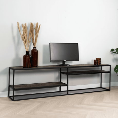 Industrieel TV Meubel Visgraat Bruin Sylvie 180x35x40 cm