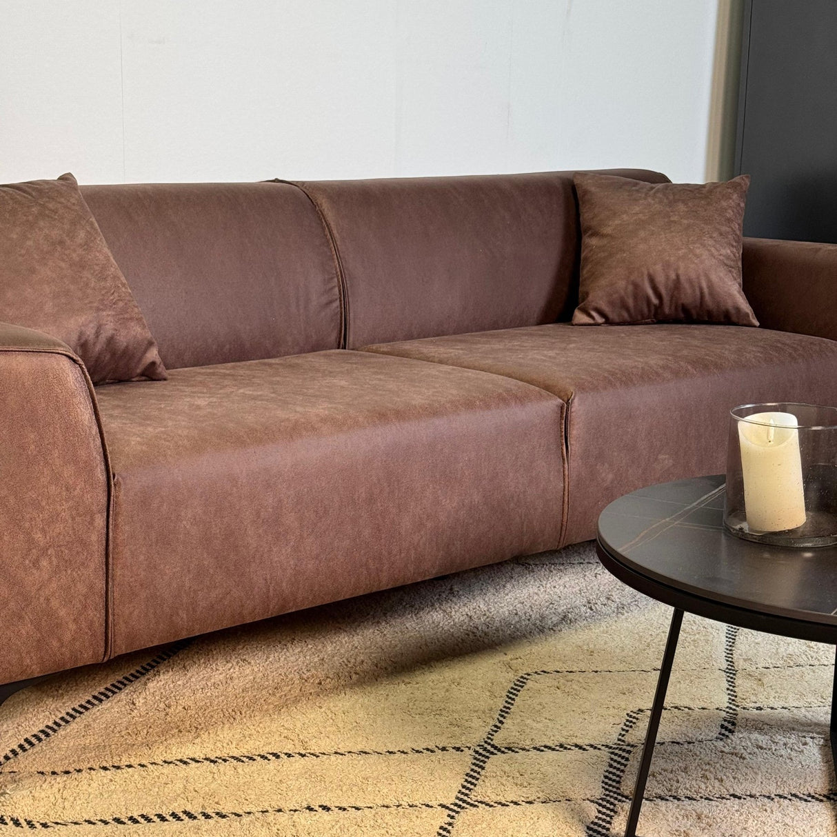 3-zits bank bruin microvezel stof Davidson