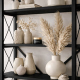 Industriële boekenkast zwart melamine Ely - Zwart Frame - 180x90 cm