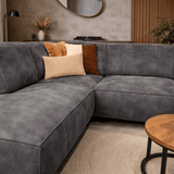 Industriële hoekbank antraciet eco-leer Brisbane - links