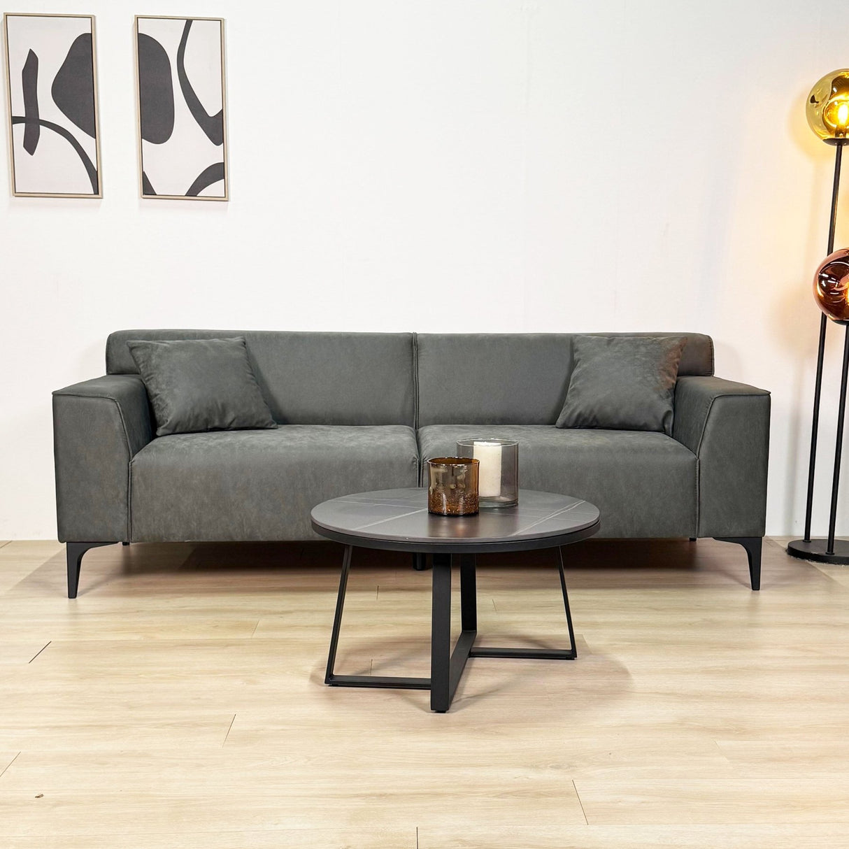 3-zits bank groen microvezel stof Davidson