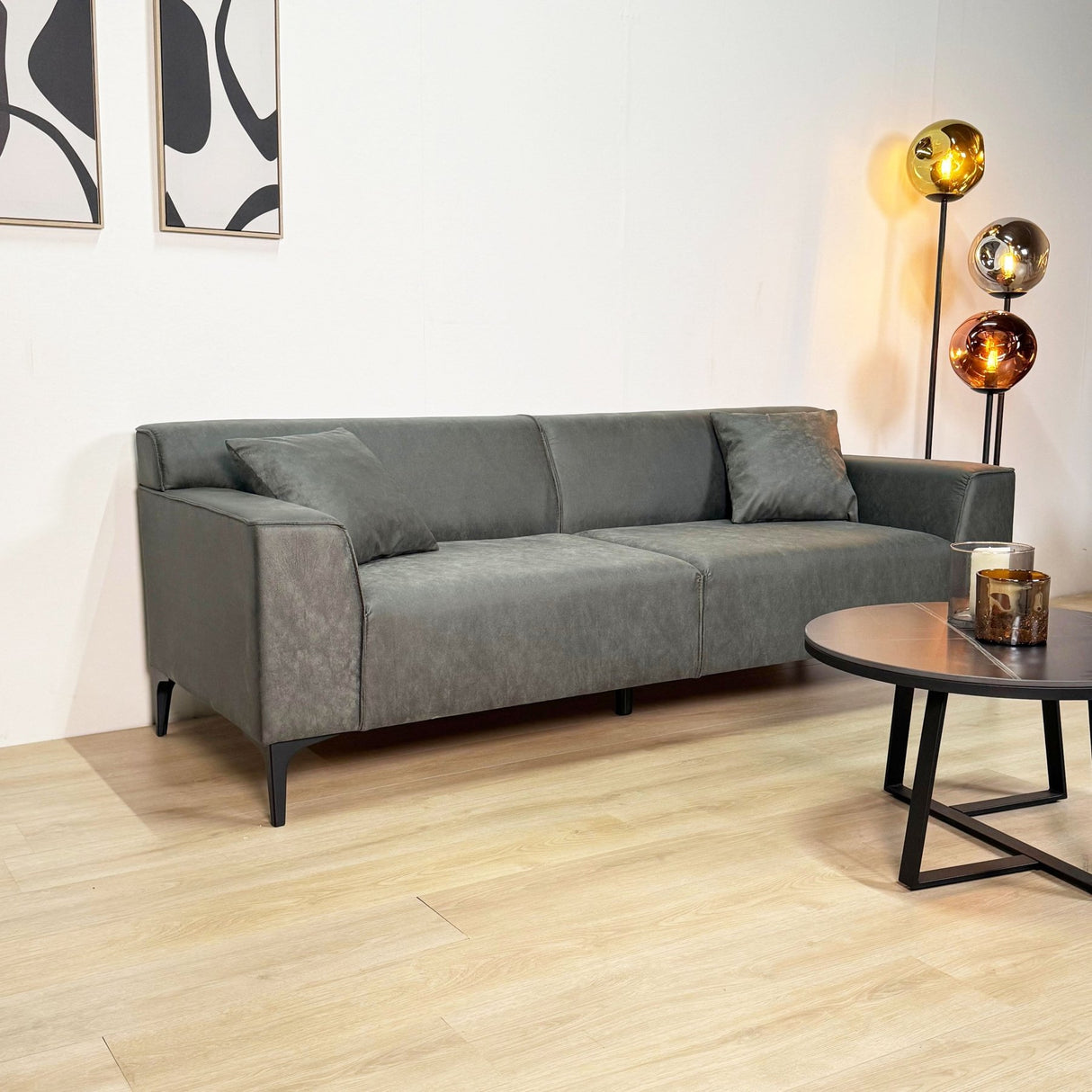 3-zits bank groen microvezel stof Davidson