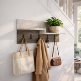 Kapstok Travertine Melamine - 5-Haaks Rustiek Eiken - 65 cm - Lagona