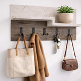 Kapstok Travertine Melamine - 5-Haaks Rustiek Eiken - 65 cm - Lagona