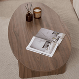 Kiezelvormige salontafel Walnoot Japandi - 120 x 60 cm - Baro