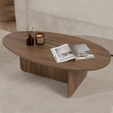Kiezelvormige salontafel Walnoot Japandi - 120 x 60 cm - Baro
