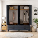 Kledingkast Walnoot en Antraciet Melamine - hang en leg - 160x 200 x 47 cm - Kumsal