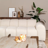 Banken-Hoekbank met lounge beige bouclé stof - strepen - links - Brix-Dimehouse