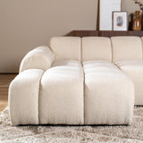 Banken-Hoekbank met lounge beige bouclé stof - strepen - links - Brix-Dimehouse