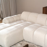 Banken-Hoekbank met lounge beige bouclé stof - strepen - links - Brix-Dimehouse