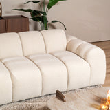 Banken-Hoekbank met lounge beige bouclé stof - strepen - links - Brix-Dimehouse