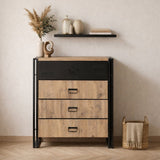 Ladekast Cosmo Atlantisch Dennenhout Zwart Melamine