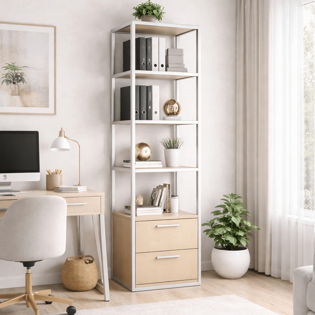 Boekenkast Robbins White Wit Eik Melamine 39x160x39 cm