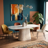 Sintered Stone Marmerlook Travertine Eettafel Lea 180x90 cm - Deens Ovaal