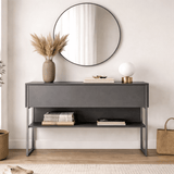 Modern Dressoir Antraciet Luxe 120x80x30 - Zilver Frame - Eén Vak