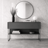 Modern Dressoir Antraciet Luxe 120x80x30 - Zilver Frame - Eén Vak