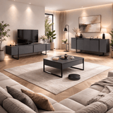 Modern Dressoir Antraciet Luxe 160x80x35 - Zwart Frame