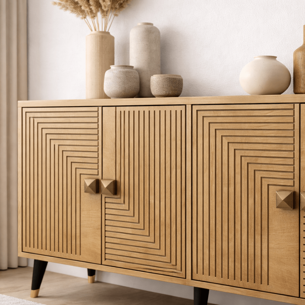Modern Dressoir Saffier Eikenlook-Goud 120 cm Melamine Ahart